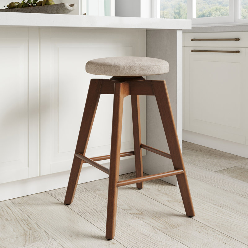 Tabouret de comptoir pivotant de 26 po, Café antique / polyester blé naturel, 1
