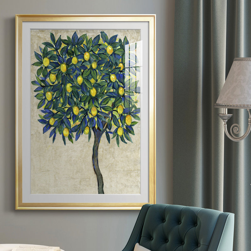 «Lemon Tree Composition I», reproduction encadrée de qualité supérieure - prête à être accrochée, Doré, H 24,5 po x l 18,5 po
