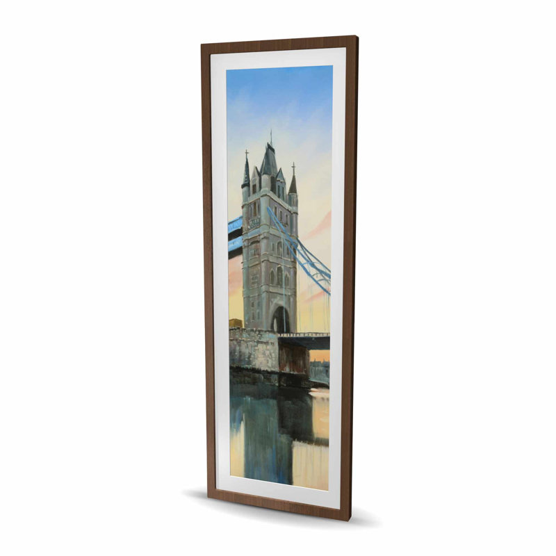 Coucher de soleil sur le pont de Londres - reproduction encadrée orange mat, 60" H x 20" W