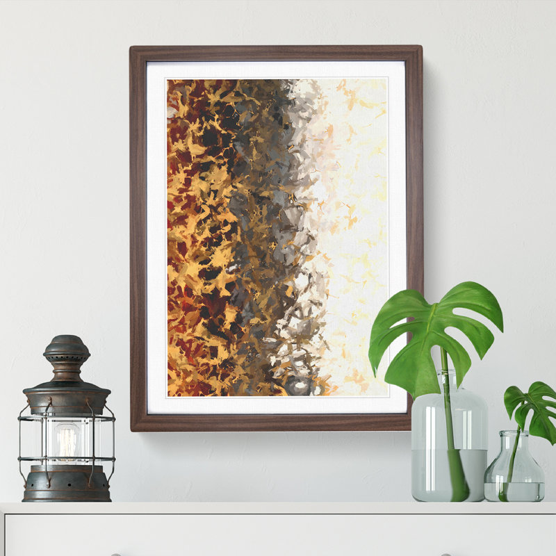 Divided Abstract - Single Picture Frame Print, 34cm H x 25cm W x 2cm D, Walnut