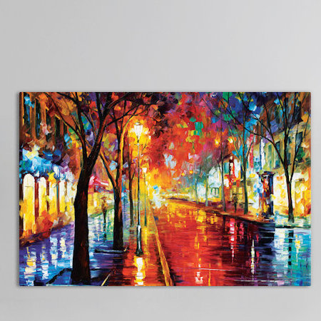 « street of the old town », reproduction de peinture sur toile tendue, H 40 po x l 60 po x P 1,5 po