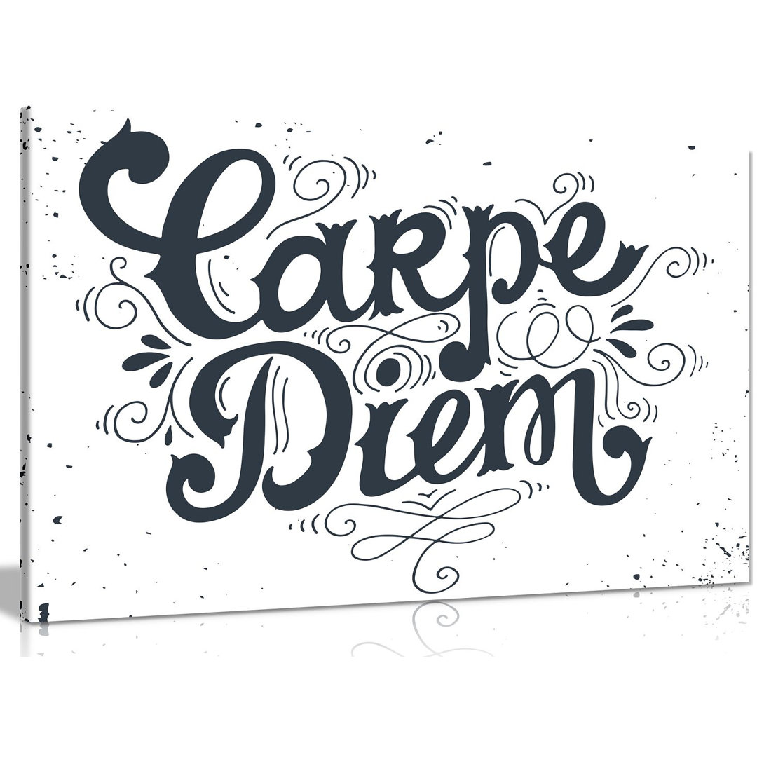 Carpe Diem Quote Vintage - Wrapped Canvas Print