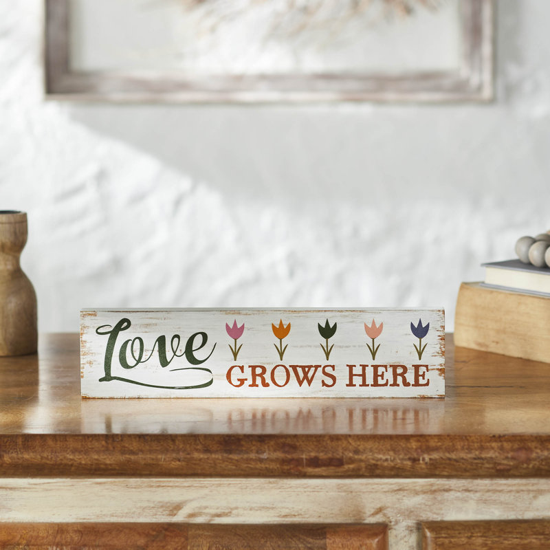 «Spring In Bloom Love Grows Here» avec panneau mural en MDF tulipes 3 x 12 x 0,75