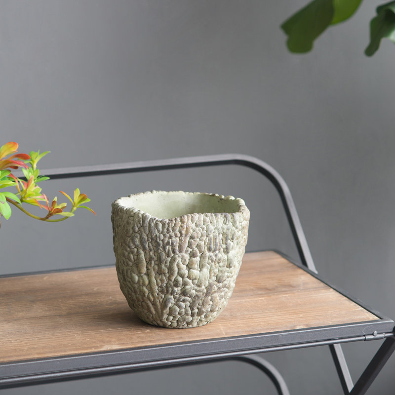 Pot à fleurs en ciment Berube, H 6,1 po x l 6,5 po x P 6,5 po