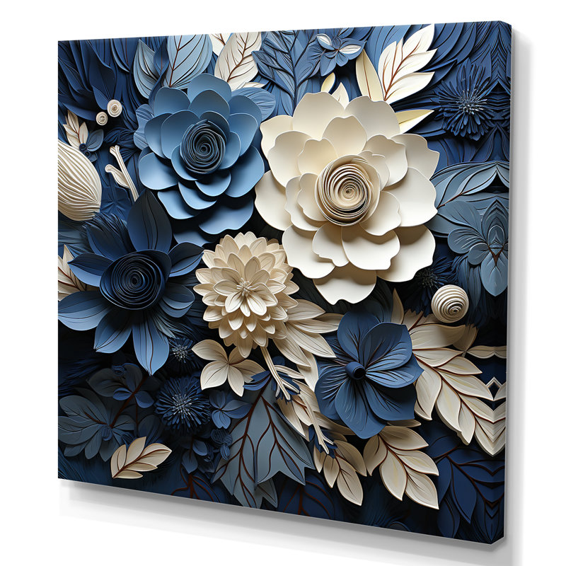 «Blue Flower Crafted Delights I», art mural fleurs, Toile tendue, H 16 po x l 16 po x P 1 po
