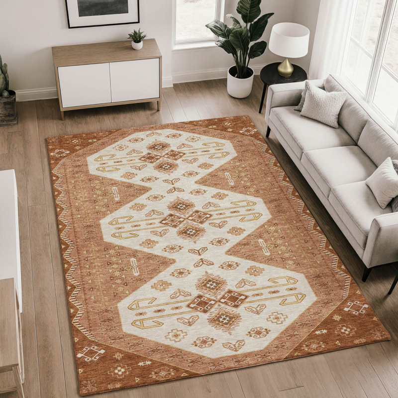 Tapis Villers AMF Global de qualité supérieure, lavable à la machine, Paprika, 5' x 7'6"