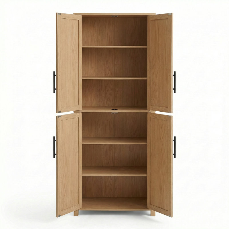  Grande armoire de rangement 67 po avec 4 tablettes réglables, chêne, Oak