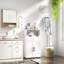Armoire murale de salle de bain avec porte double, tablette inférieure, portes à motif ondulé, tablette intérieure réglable, installation facile, bois blanc et naturel