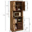 Armoire de bar rustique couleur chêne avec tablettes de rangement ouvertes et imprimées en 3D 76,4H