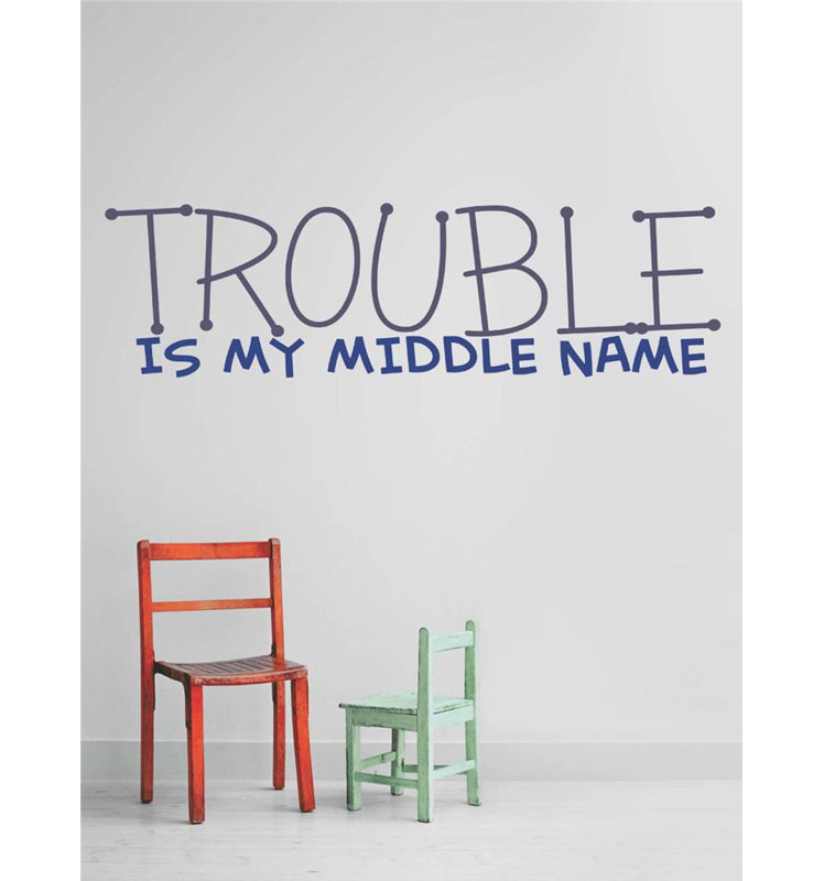 Décalcomanie murale « difficulté is my middle name », Bleu, H 8 po x l 30 po x P 0,16 po