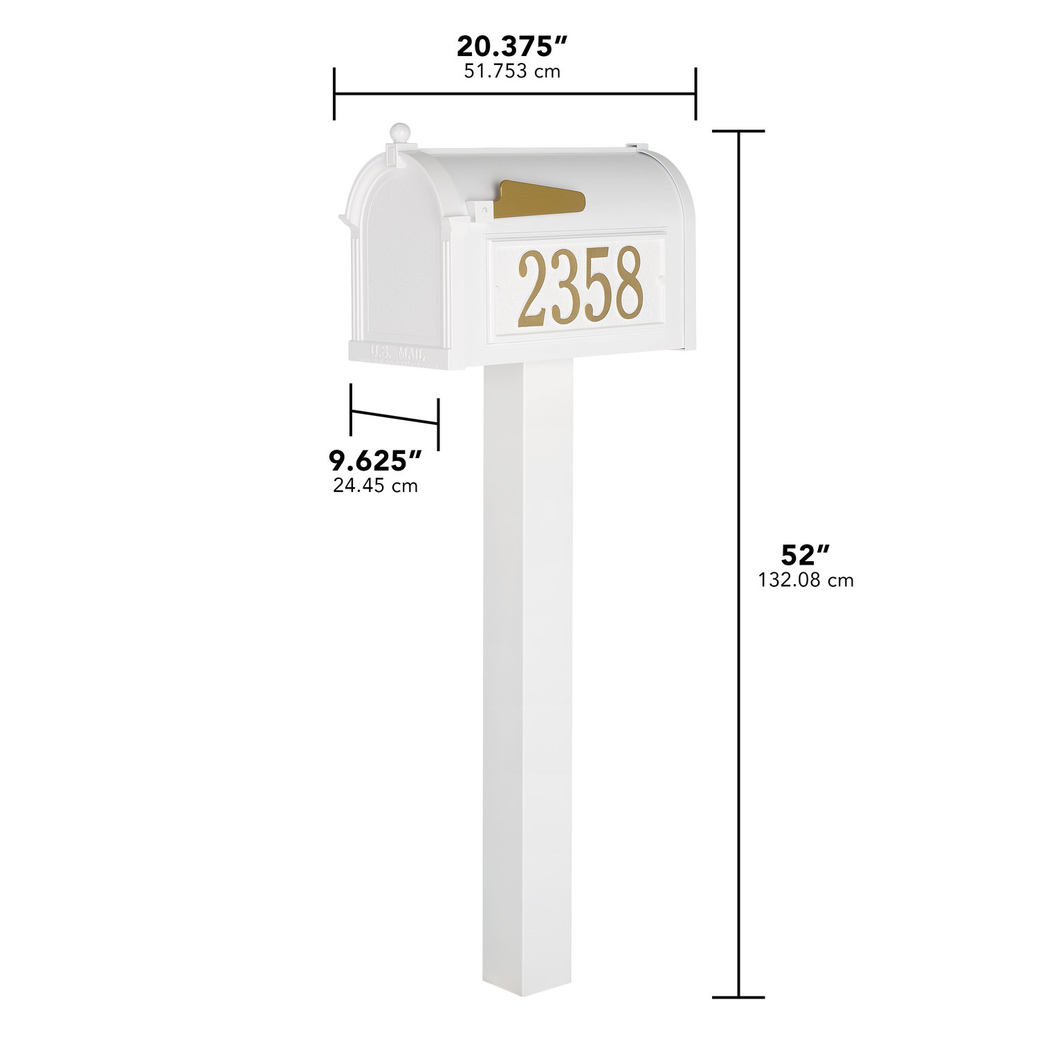 Premium Post-Mounted Mailbox, Yes, White