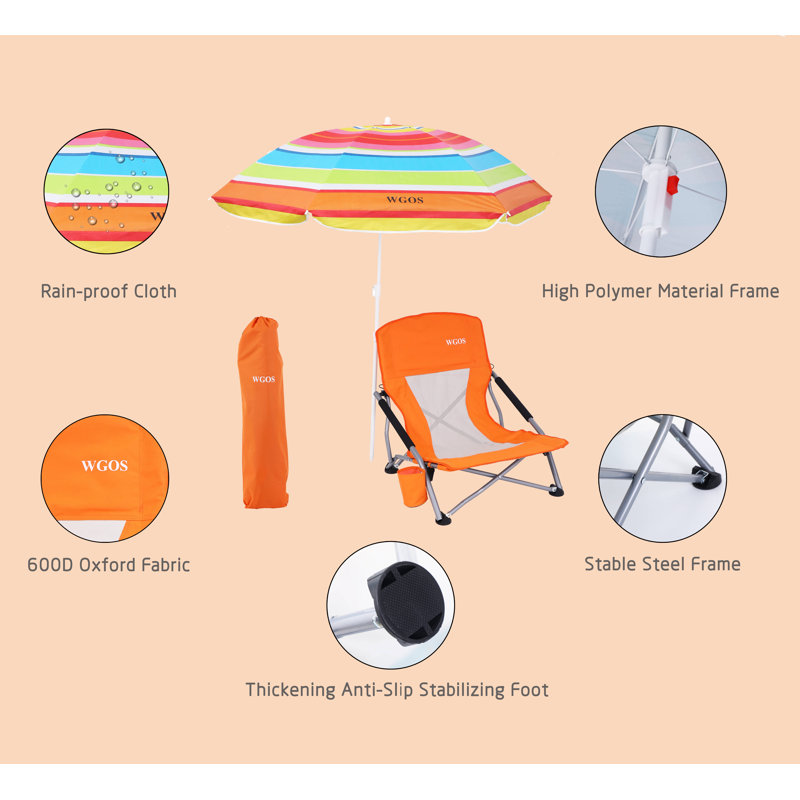Stephanic Folding Beach Chair, Orange