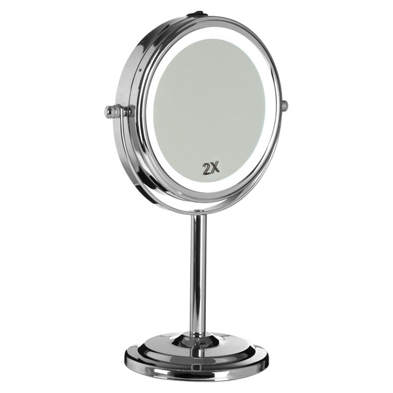 LED Magnifying Makeup/Shaving Mirror, Silver