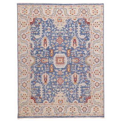 Modern Oushak Blue Rug 8'0" x 10'2"