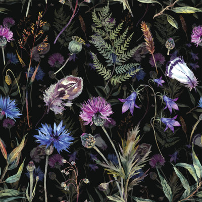 Fleurs sauvages dessinées à la main - peinture sur toile tendue