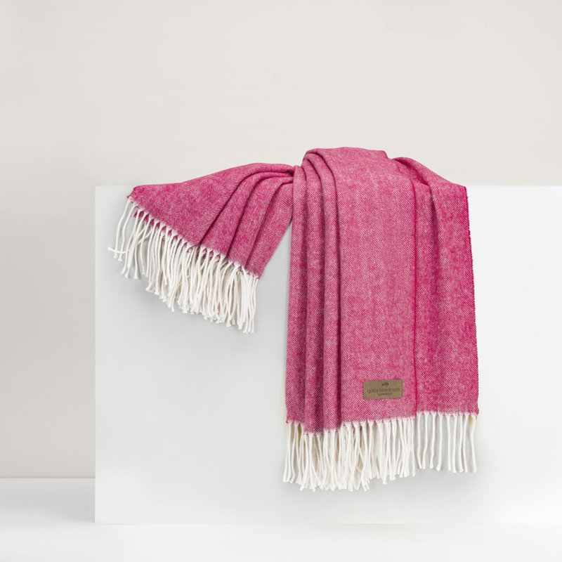 Italian Herringbone Throw Blanket, Peony