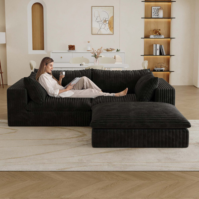 Canapé 39,8 pouces Cloud, 2, 24 po H x 78,8 po L x 78,8 po P, Noir
