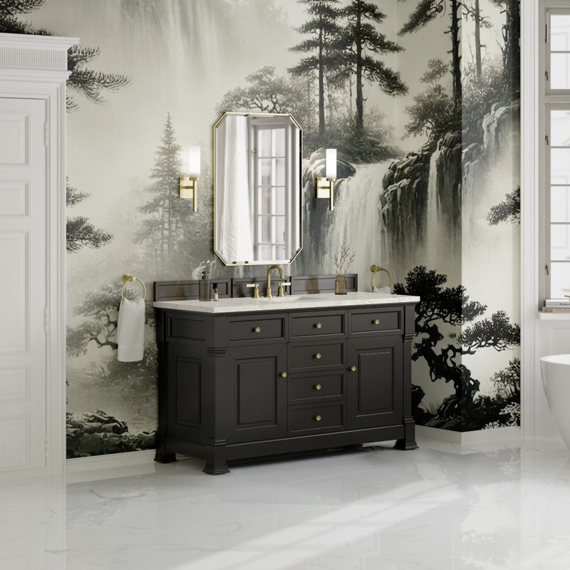 Brookfield Single Vanity, Widespread, Victorian Silver, Black Onyx