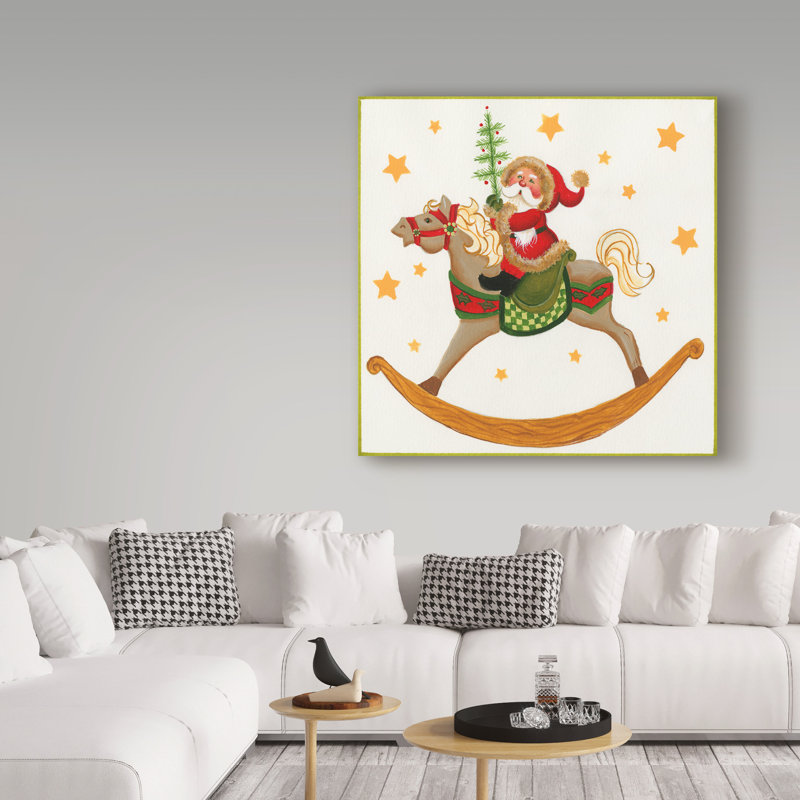 « santa on rocking cheval », art sur toile, H 24 po x l 24 po x P 2 po