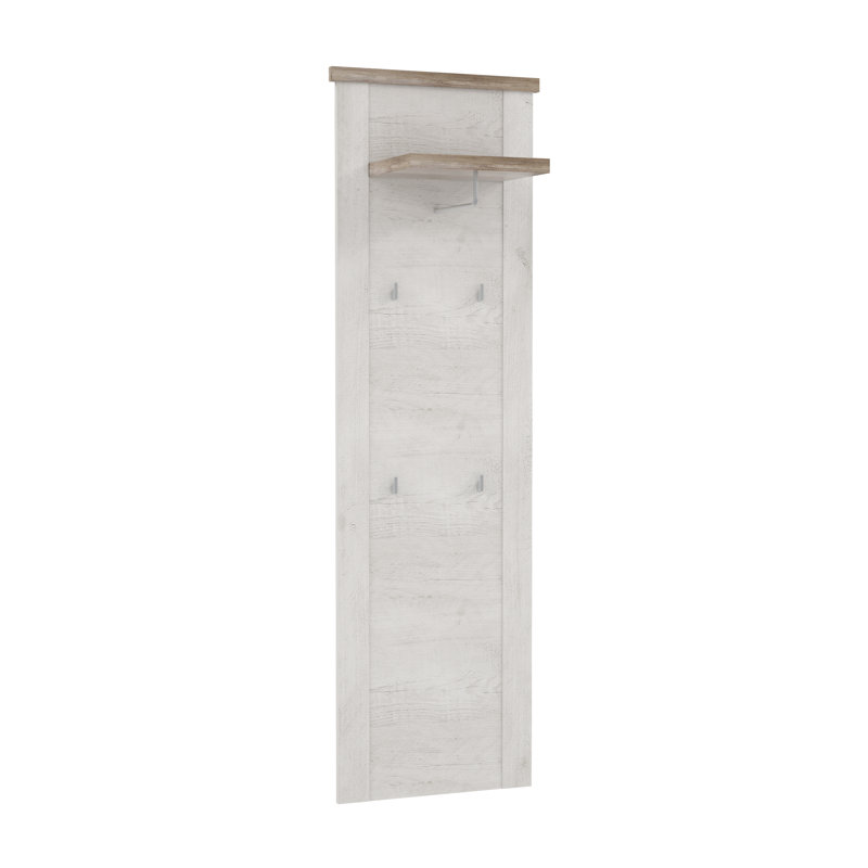 Eurydamas Wall 4 - Hook Wall Mounted Coat Rack, Pinia White/Oak Antique