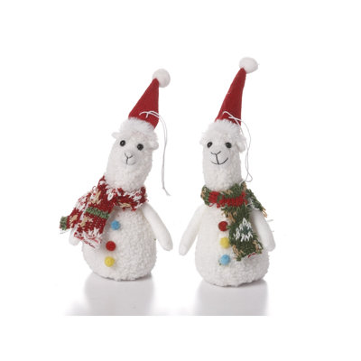 Ensemble 2 pièces d’ornements de Noël en peluche Lama