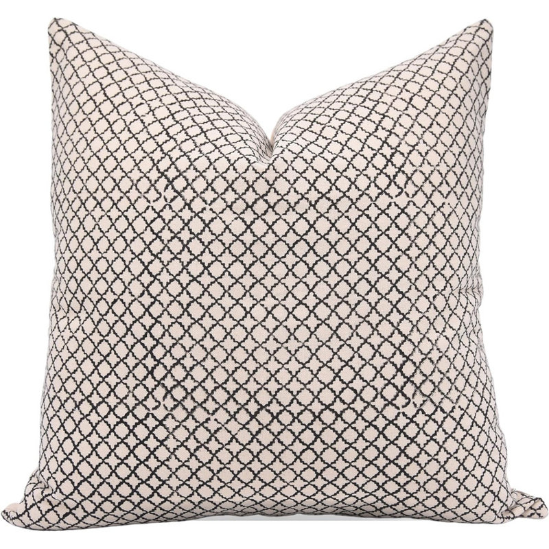 Housse de coussin Bagru Hand Block , 14 po x 14 po, Carré