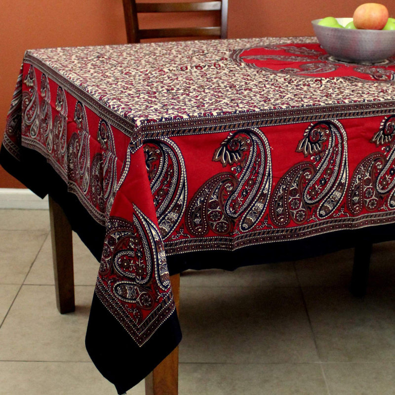 Tapisserie floral en coton motif cachemire, H 60 po x l 90 po, Rouge