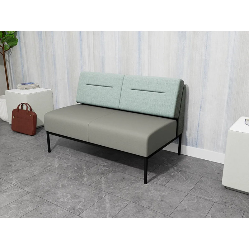 Causeuse Darsey, Sans alimentation, Noir, Chambray écume de mer; Patriot Plus colombe