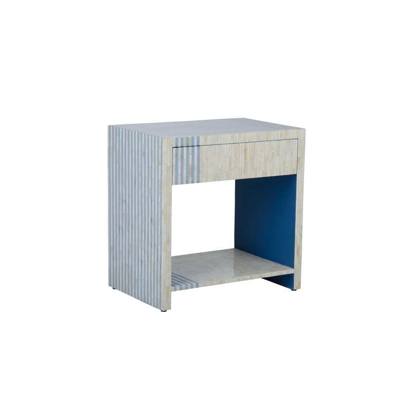 End Table, Blue/Cream
