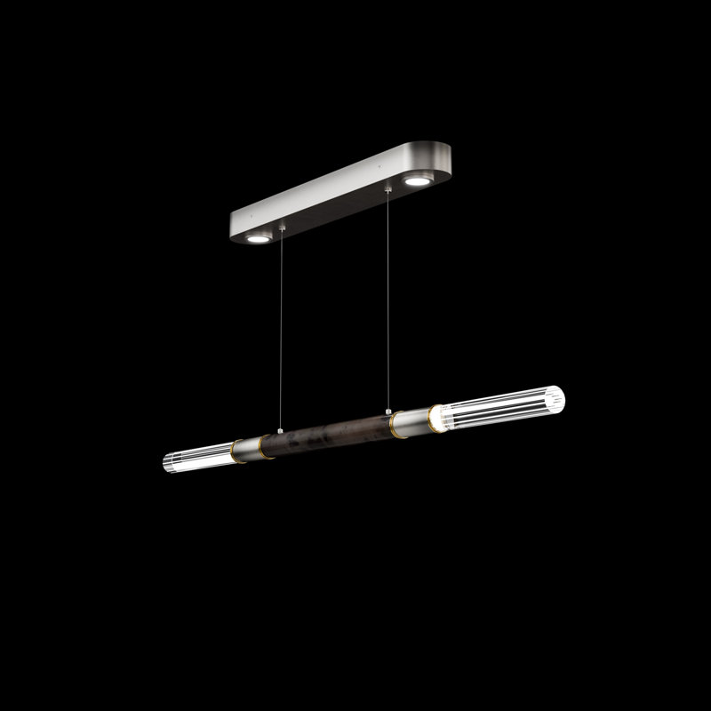 Antonia 62"W Linear Pendant, Brass/Ombre Silver/Charcoal