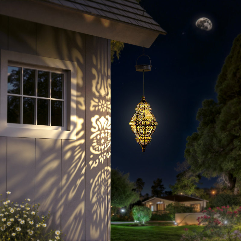 Hanging Solar Lights Outdoor Garden Decor Solar Lantern Waterproof Plastic Moroccan