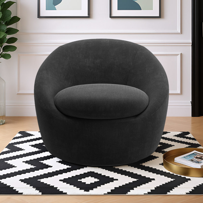 Fauteuil d'appoint pivotant en chenille Norell, Noir