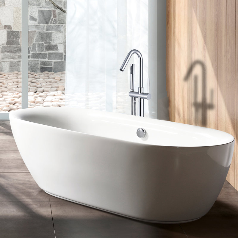 Robinet de baignoire et douche à main autoportant, construction métallique, P 44 po x l 8 po H 7 po, 9 lb, débit de baignoire 3,9 GPM, style salle de bain