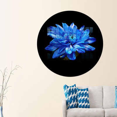 Chic Modern Art Blue Flower Glass Wall Artistry Ideal For Wedding Decorations And Personalized Gifting