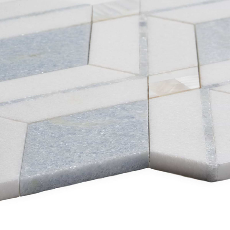 Diana 10x10 Diamond Polished Marble and Pearl Mosaic Tile, Azul
