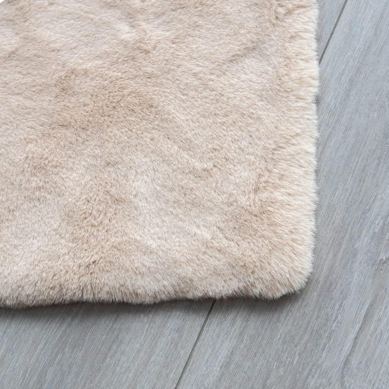Light Brown Beige Faux Rabbit Fur Rug 8X10ft - Plush Shag Boho Rug For Bedroom Nursery, Beige, Rectangle 8' x 10'