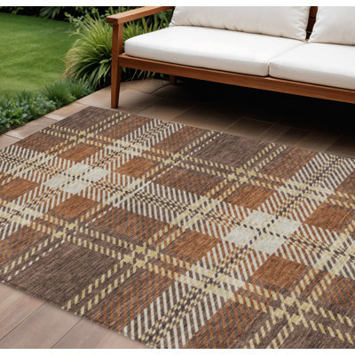 Tapis intérieur lavable 9 pi x 12 pi cuivré chocolat et doré