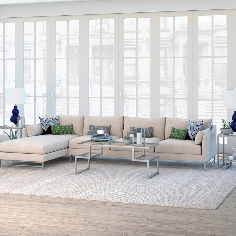 Table basse avec rangement Zander, Nickel satiné