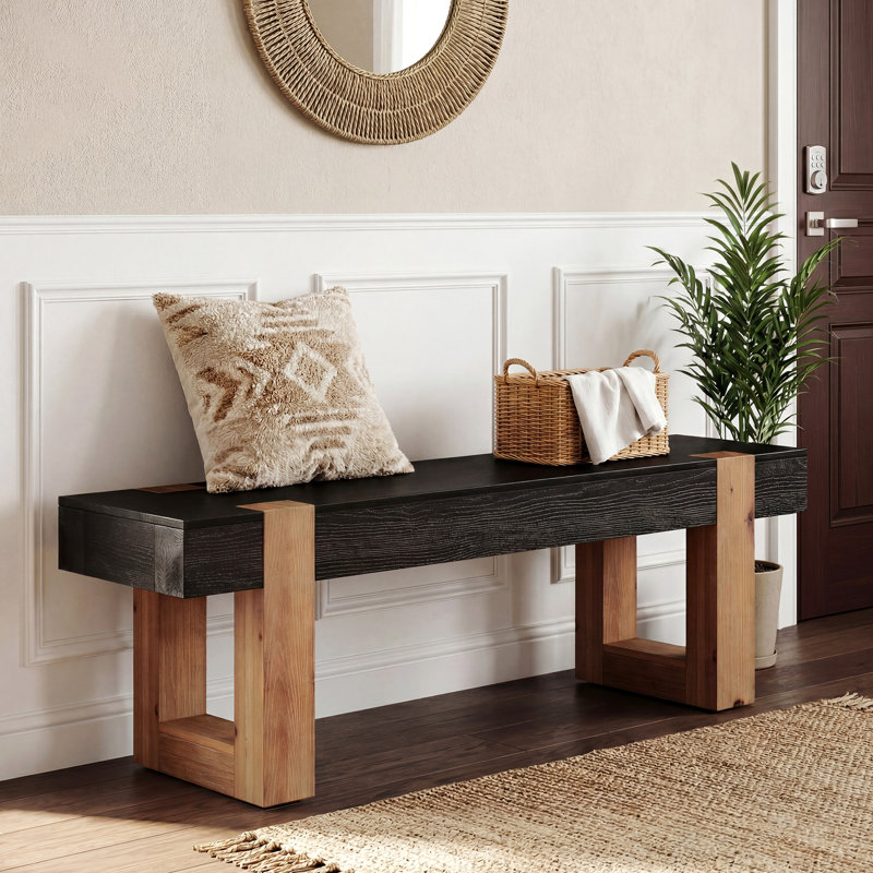 55" Solid Wood Entryway Bench