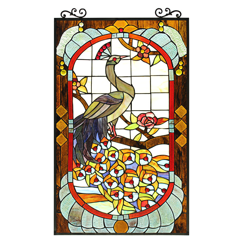 Panneau de fenêtre en vitrail animalier, Orangé