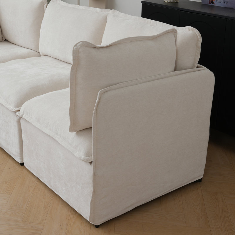 Canapé modulaire réversible Advait, Polyester blanc