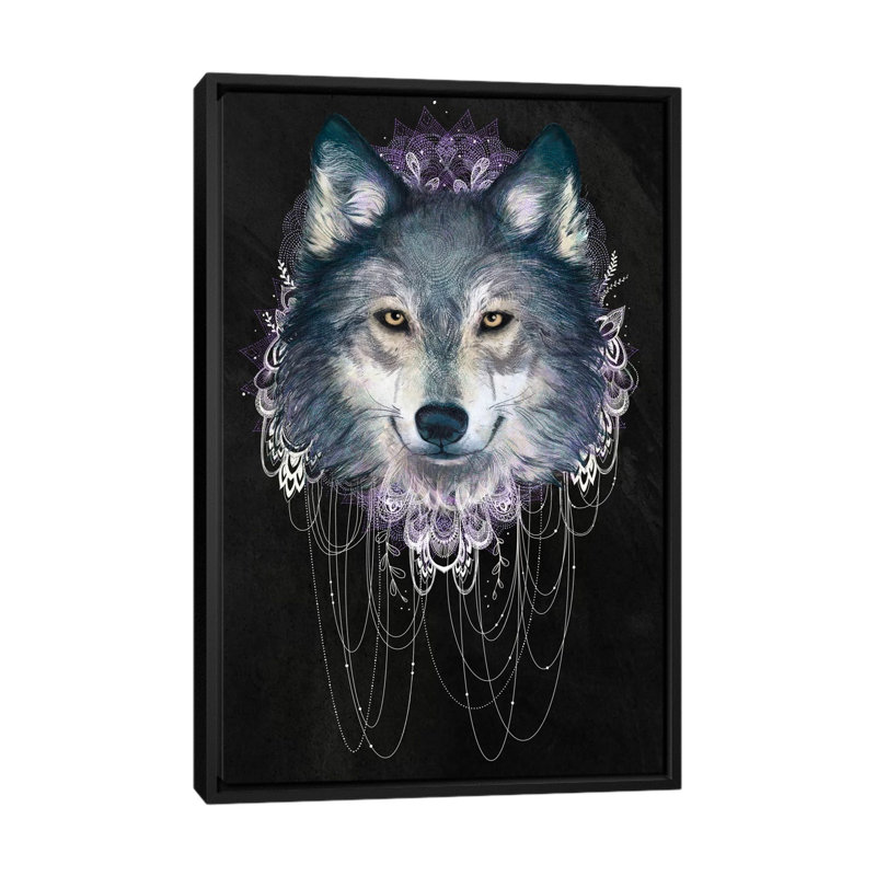 «Wolf» par Laura Graves, impression sur toile, H 26 po x l 18 po x P 1,5 po, Toile avec cadre noir