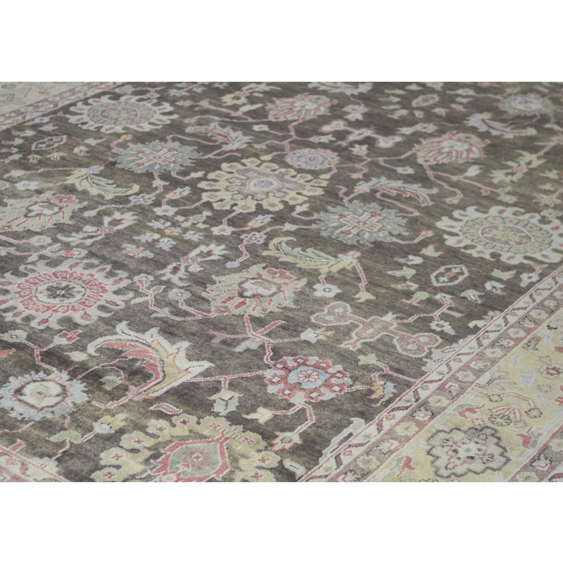 Wool Oriental Area Rug in Dark Gray/Khaki, Rectangle 8'2" x 10'