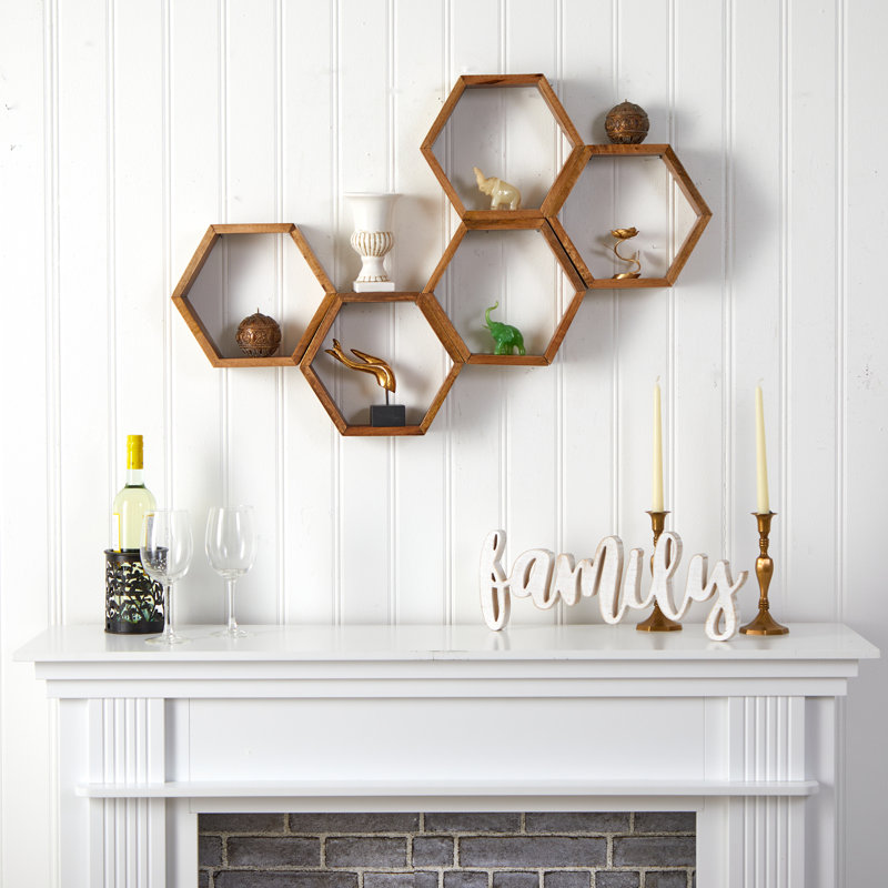 Seegmiller 5 Piece Hexagon Mango Floating Shelf