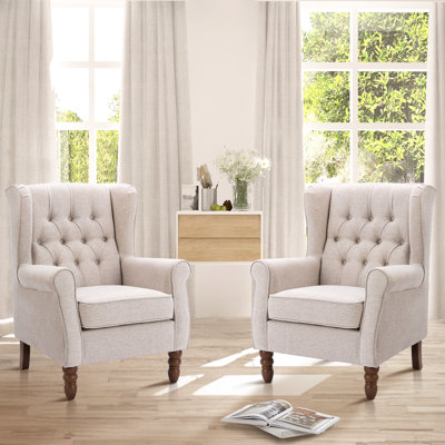 Angiolino Upholstered Button Tufted Small Accent Chair Armchair