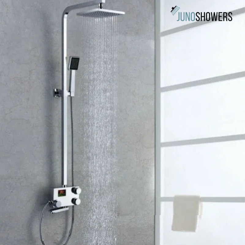 Juno 12"Digital Display Brass Body Rain Shower Head With Handheld Shower