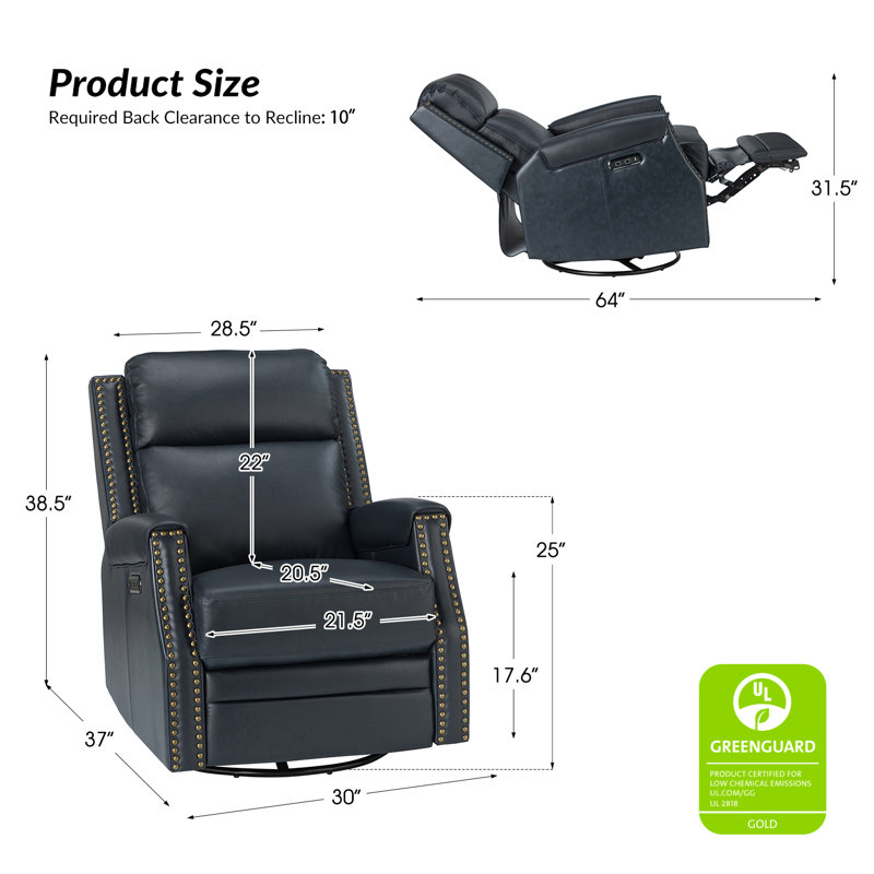 Bythwood 30" Wide Power Standard Recliner (set of 2), Navy