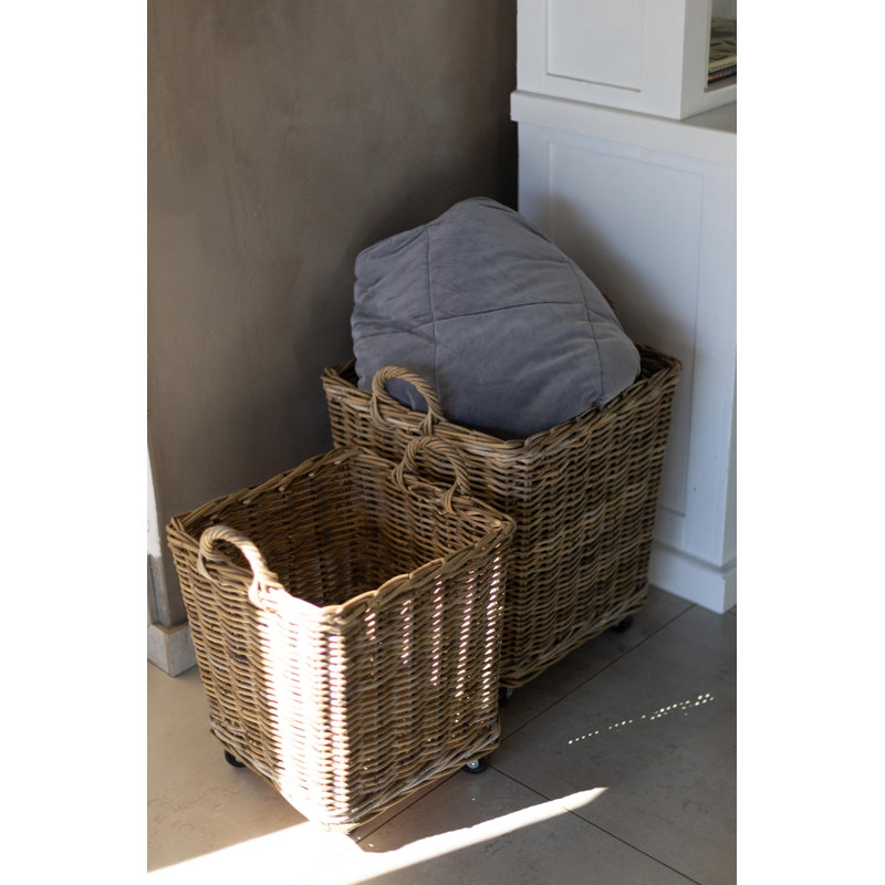 Rattan Basket on Wheels, XL