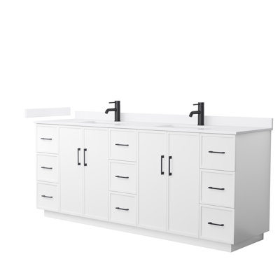 Elan TK 84" Freestanding Double Bathroom Vanity with Quartz Top