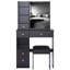 Petit meuble-lavabo de 29,2 po avec tabouret de bureau et tabouret rembourré, très grand miroir coulissant à droite, rangement multi-couches à grande capacité, commode pratique et pratique, convient aux petits espaces-948657725
